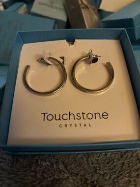 Touchstone Crystal Silver Hoopla Earrings
